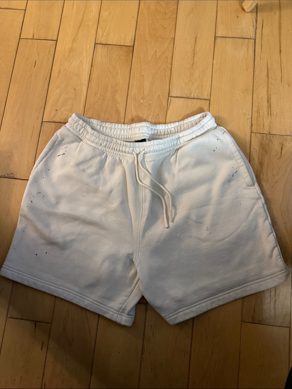 Men's White Athletic Drawstring Shorts with Elastic Waist